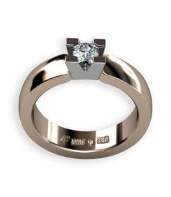 0.25 ct briljant skenan i rött guld fattning vitguld
