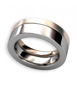 guldring platt i vitt och rött guld