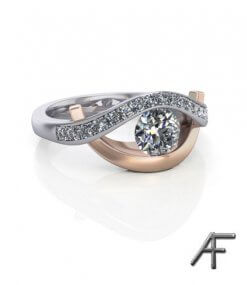 Kärlekens öga - exklusiv diamantring i rött och vitt guld