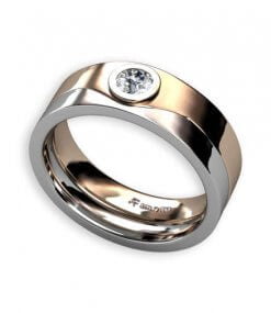 2 färgad ring rött och vitt guld