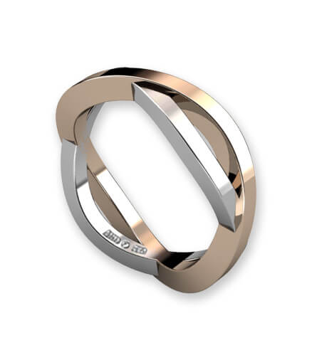 slät ring i rött och vitt guld