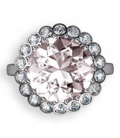 rosettring i 18 k vitguld med morganit