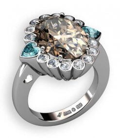 rosettring med äkta zirkon och diamanter i vitguld