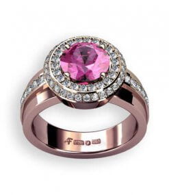 roséguld rosettring med rosa safir