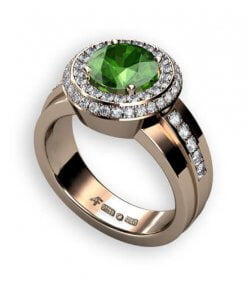 rosettring med grön turmalin