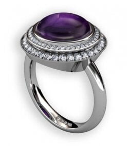 18 k vitguld med capuchongslipad ametist