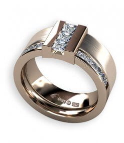 18 k rött guld med prinsess slipade diamanter