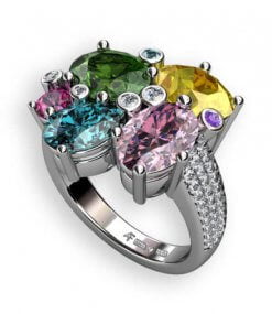 candy - ring i vitguld med diamanter och ädelstenar