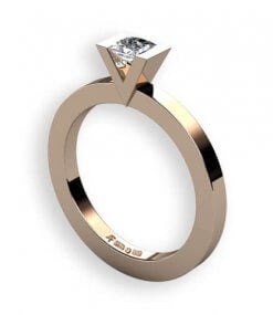 enstensring 18 k rött guld prinsess slipad diamant
