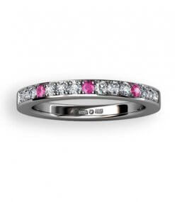 alliansring vitguld med rosa safirer