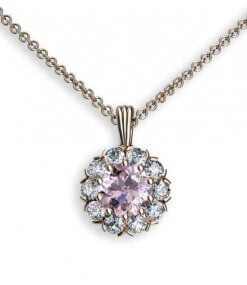 hängsmycke i 18 k rött guld med rosa spinell och diamanter