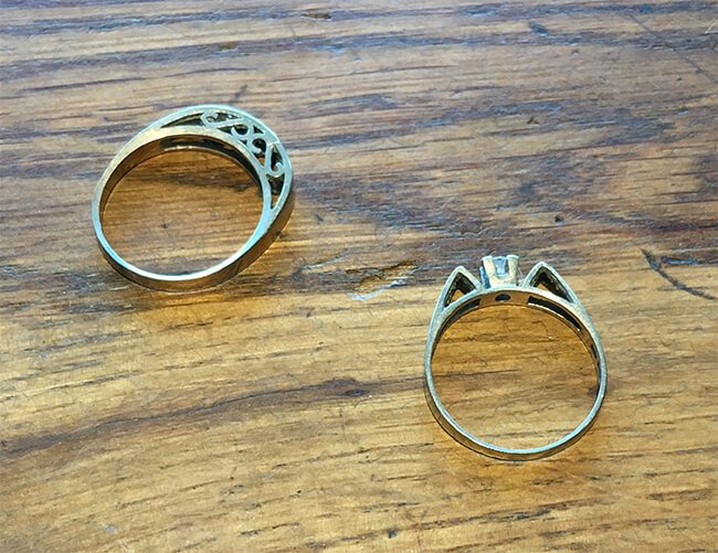 tunna slitna guldringar