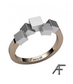 cube ring i 18 k rött och vitt guld